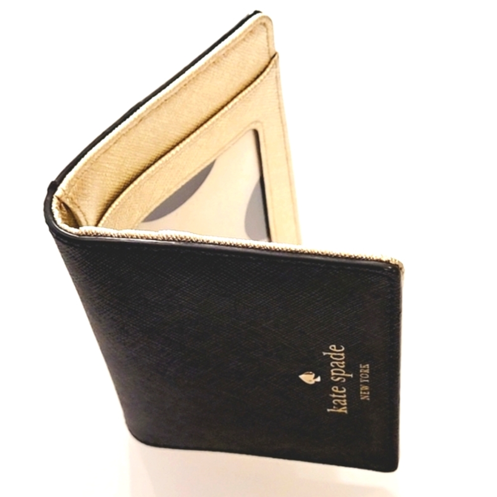 KATE SPADE Gallery Dr Meaghan Foldover Card Holder Wallet Blk Saffiano Leather